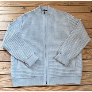 St. Croix Men’s Full zip Wool Textured Cardigan Sweater Size L Grey F2